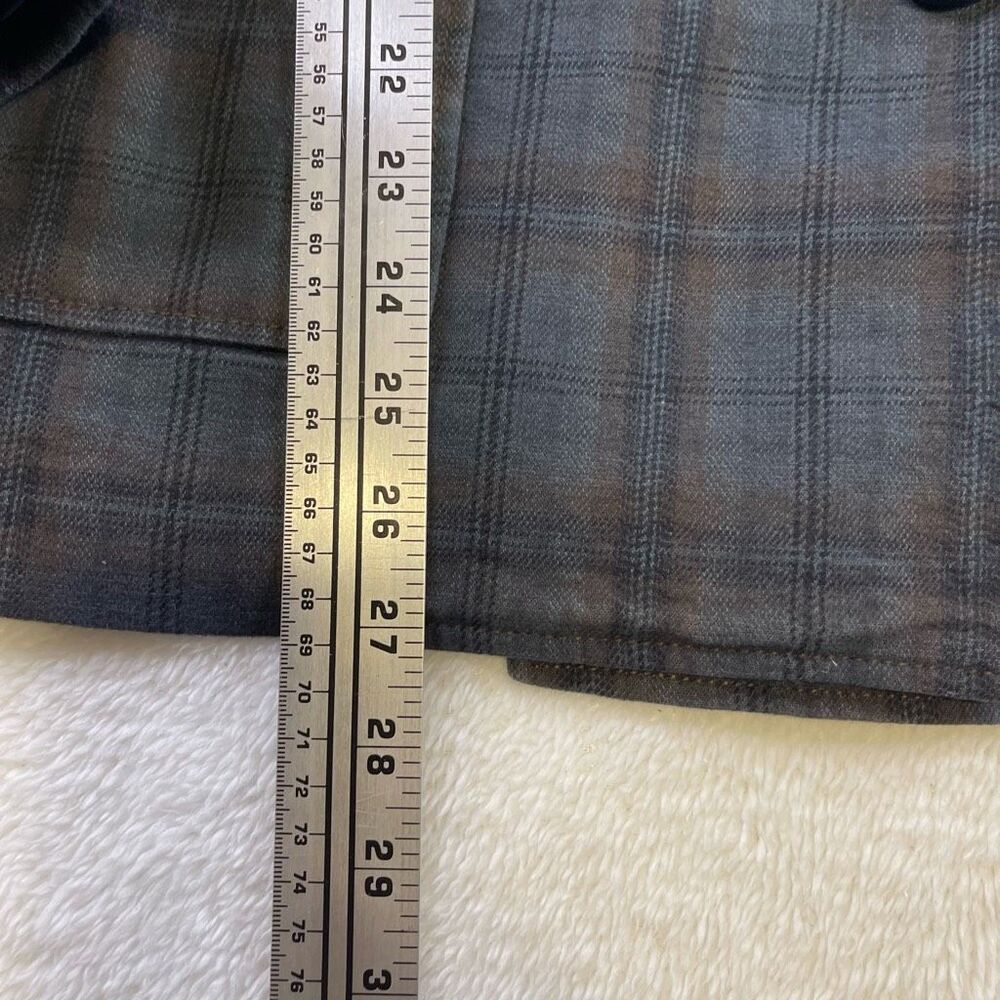 Large Forever 21 Peacoat Navy Tartan Plaid Pea Coat Double Breasted - Picture 4 of 10